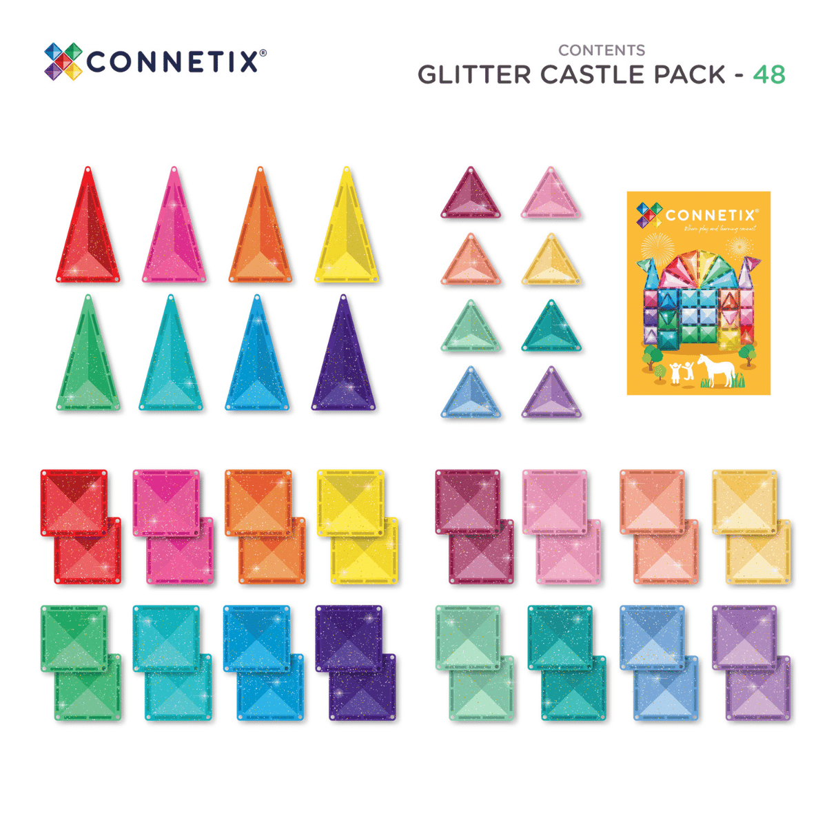 Connetix - Glitter Castle Pack 48pc contents Perth WA