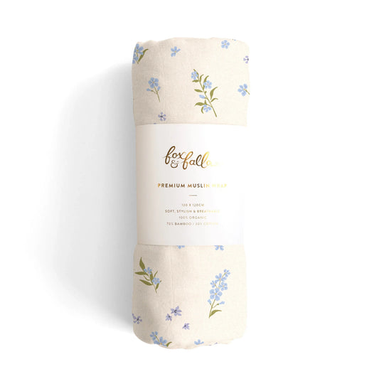 Fox & Fallow - Forget-Me-Not Organic Muslin Wrap Swaddle