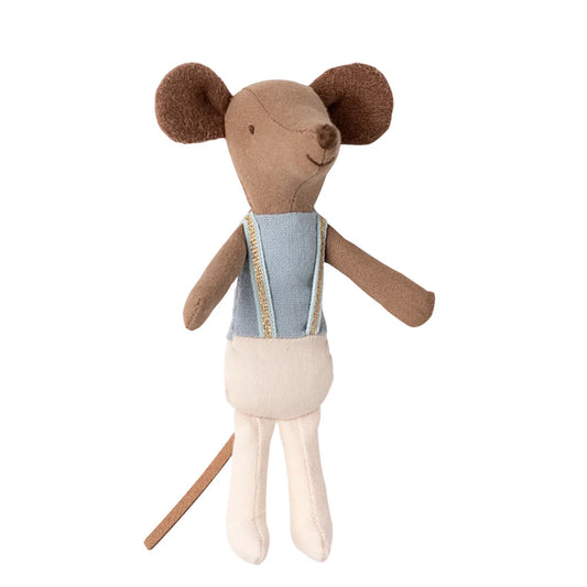 Stuffed toy mouse in ballet outfit on a white background
