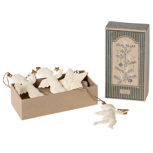Maileg Metal Ornament Set Holy Night and box
