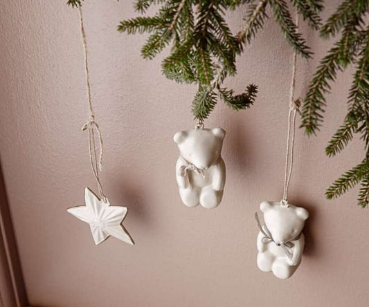 Maileg Metal Ornament Teddy Bear Blue Bow