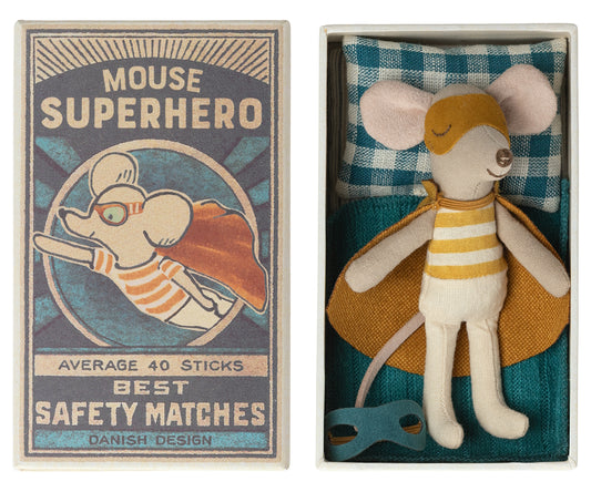 Maileg - Super Hero Mouse in Matchbox
