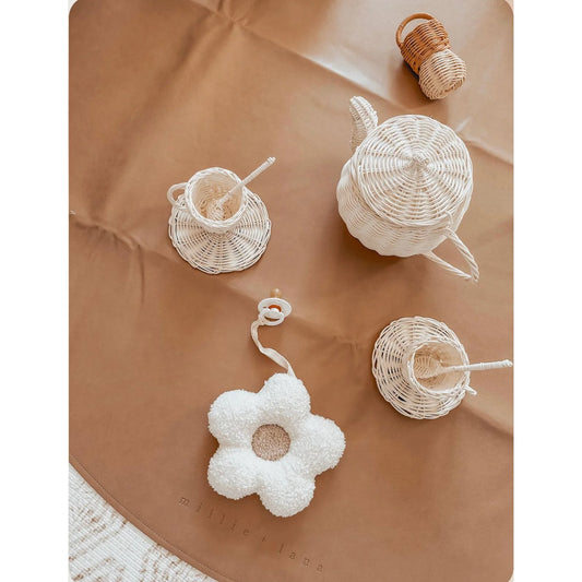 Daisy Pacifier Holder - White with Tan Inner - Millie and Rose