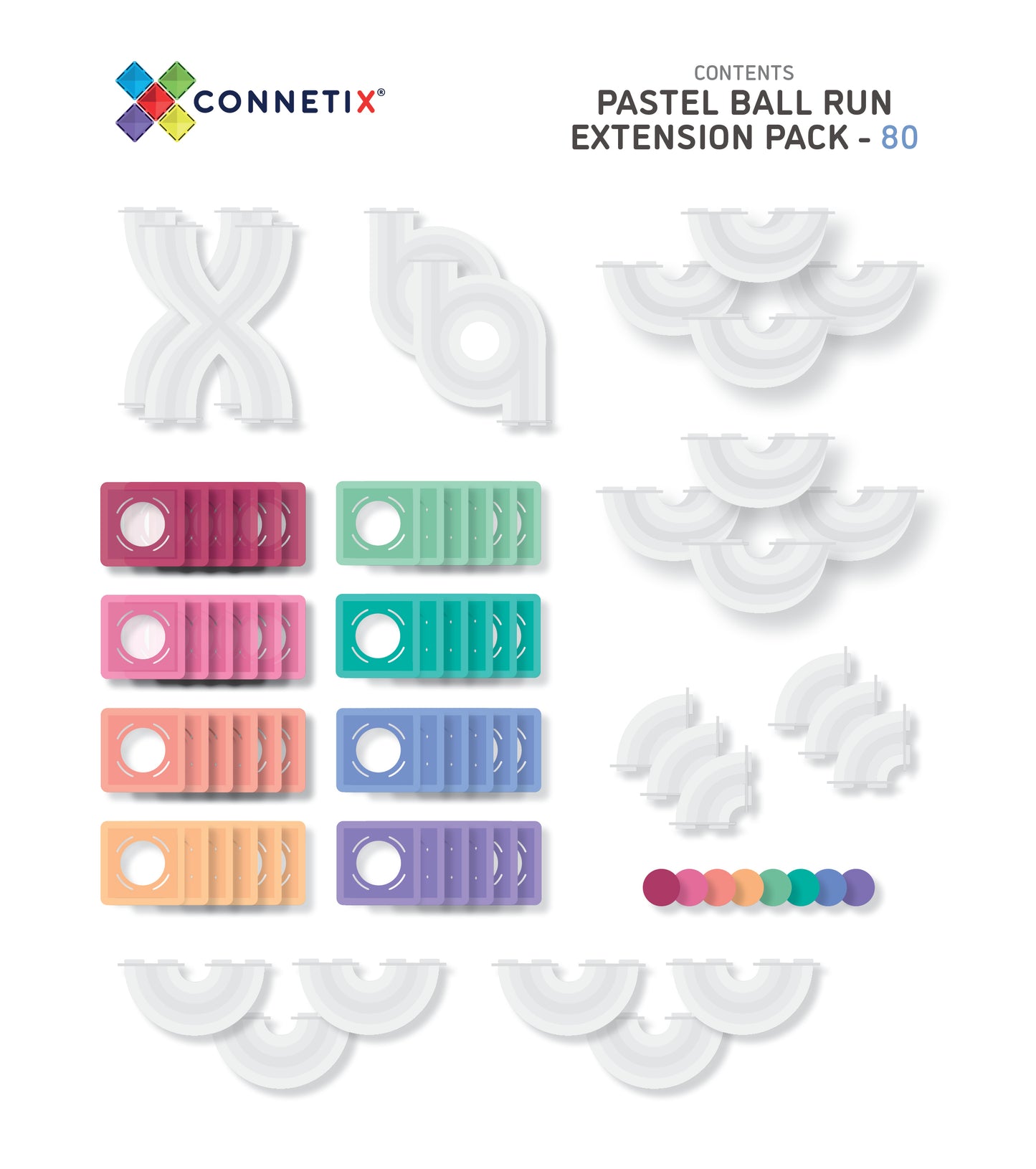 Connetix - 80 pc Pastel Ball Run Expansion Pack