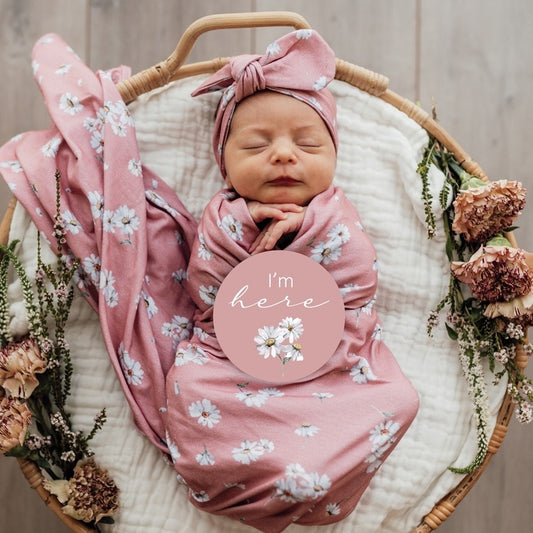 Daisy Jersey Wrap and Topknot set - Little Bambino Bear