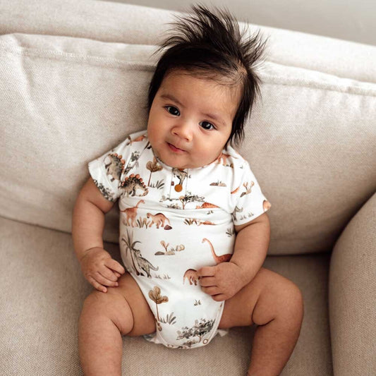 Snuggle Hunny Kids - Dino Short Sleeve Organic Bodysuit