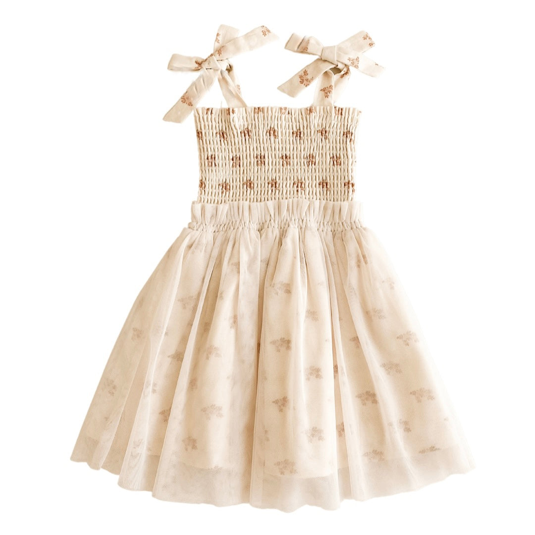 India and Grace - Shirred Tutu Dress - Christmas Floral