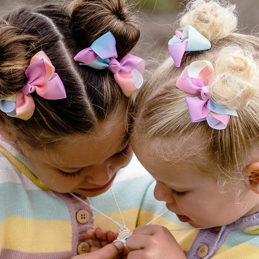 Lauren Hinkley - Small Grosgrain Pastel Rainbow Bows - Set of 2