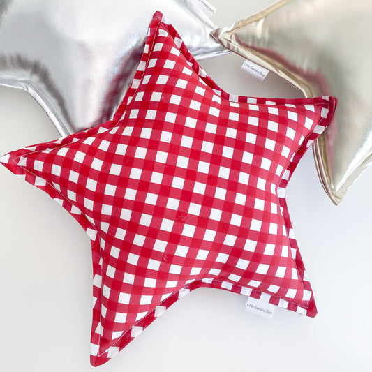 Red Gingham Star Cushion - Little Bambino Bear