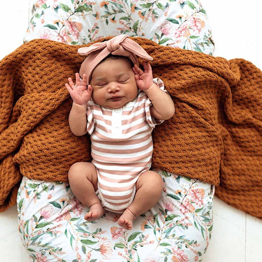 Snuggle Hunny Kids - Rose Milk Stripe Short Sleeve Organic Bodysuit