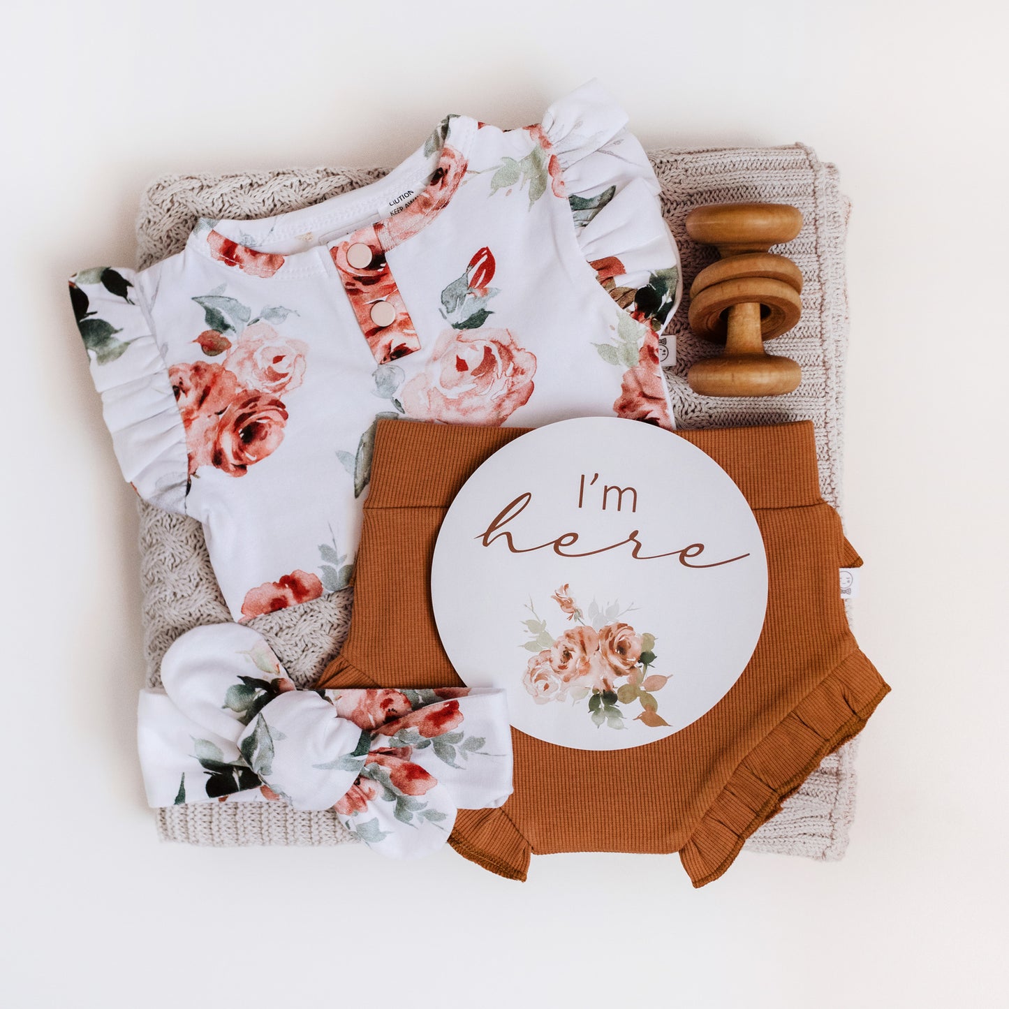 Snuggle Hunny Kids - Rosebud and Sand Reversible Milestone Cards