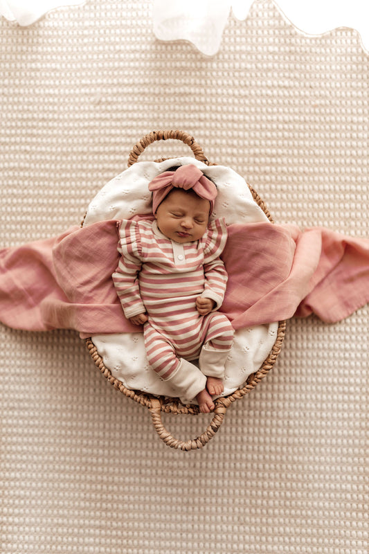 Snuggle Hunny Kids - Rose Stripe Growsuit