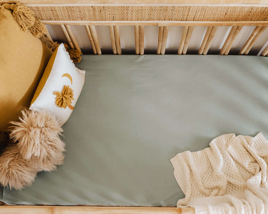 Sage Fitted Cot Sheet | Snuggle Hunny Kids