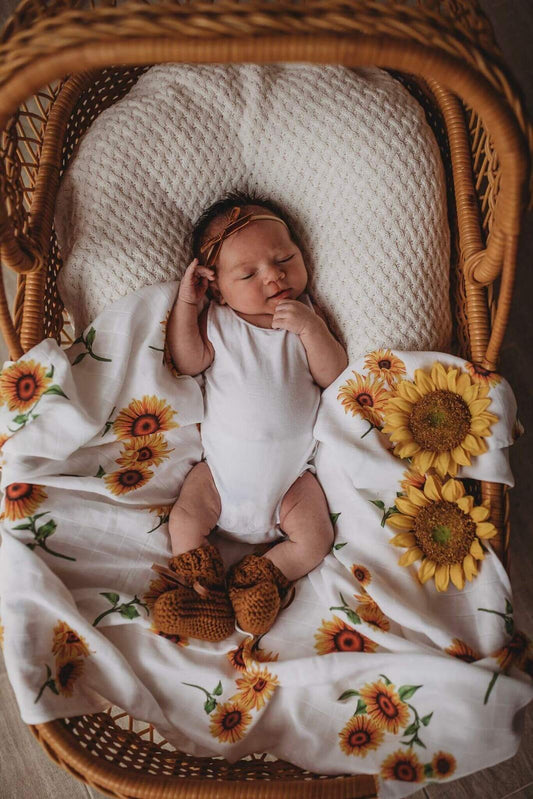 Organic Muslin Wrap - Sunflower - Little Bambino Bear