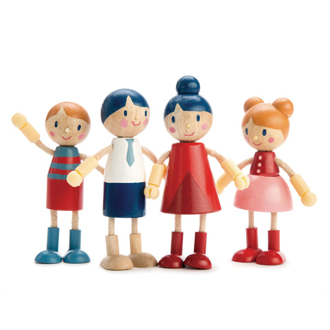 Tender Leaf Toys - Wooden Doll Family with Flexible Arms and Legs