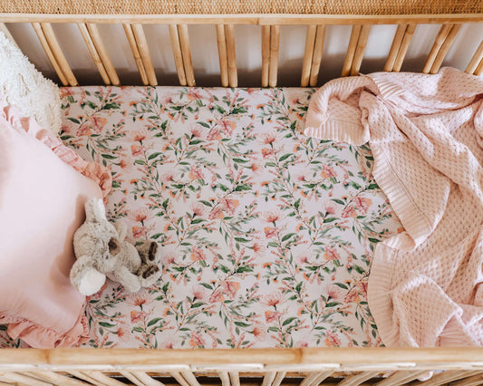 Fitted Cot Sheet - Wattle | Little Bambino Bear