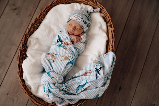 Whale Jersey Wrap Set - Snuggle Hunny Kids