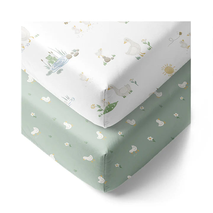 2 Pack Organic Cot Fitted Sheet - Goosey Goosey