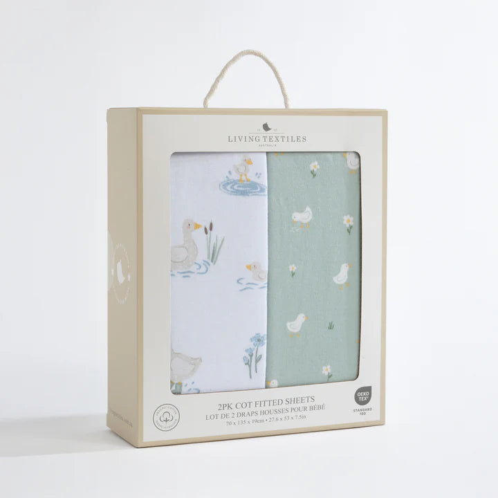 2 Pack Organic Cot Fitted Sheet - Goosey Goosey