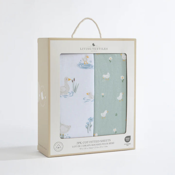 2 Pack Organic Cot Fitted Sheet - Goosey Goosey