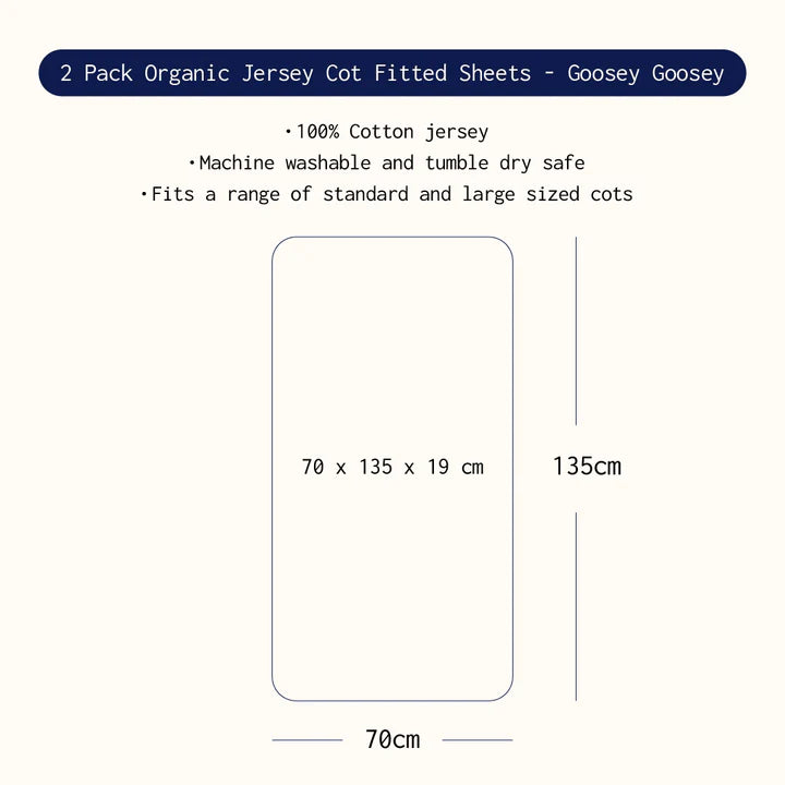 2 Pack Organic Cot Fitted Sheet - Goosey Goosey