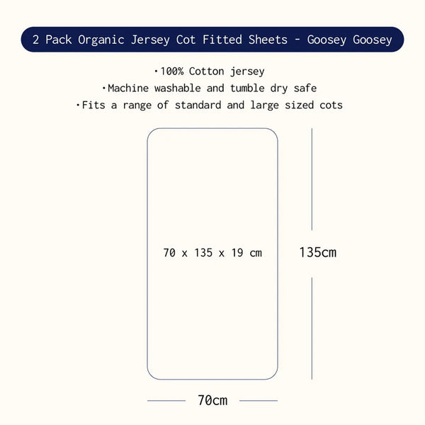 2 Pack Organic Cot Fitted Sheet - Goosey Goosey