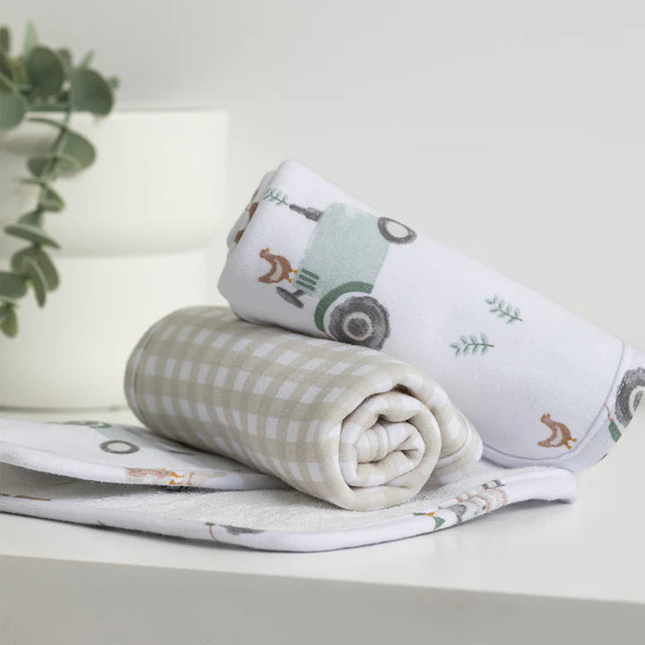 3 Pack Organic Wash Cloths - Tractor Ride