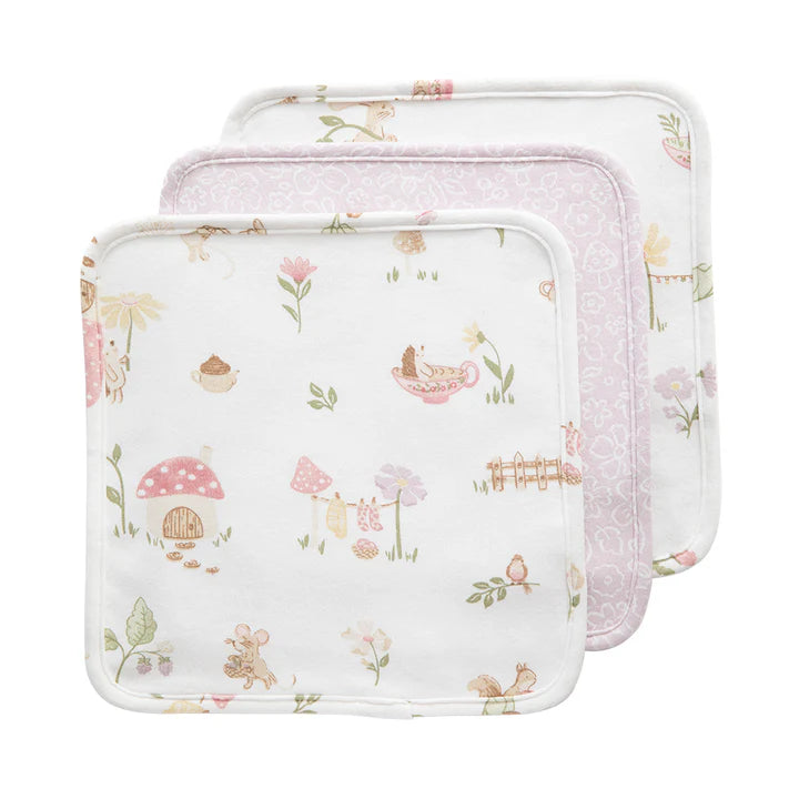 3 Pack Organic Wash Cloths - Whimsical Wonderland