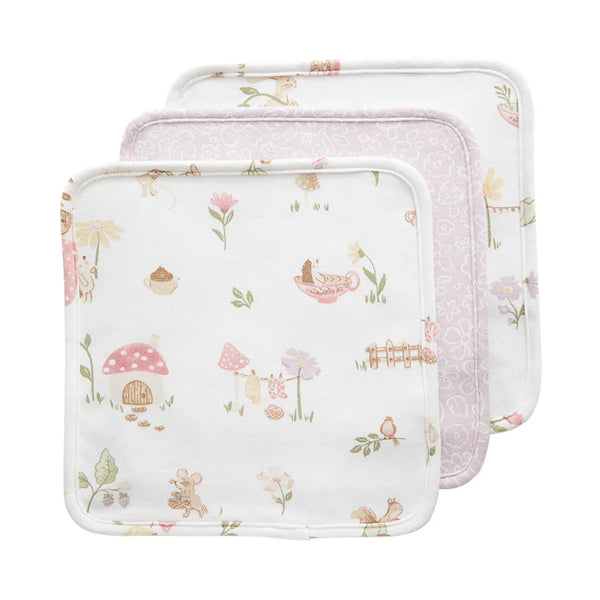 3 Pack Organic Wash Cloths - Whimsical Wonderland