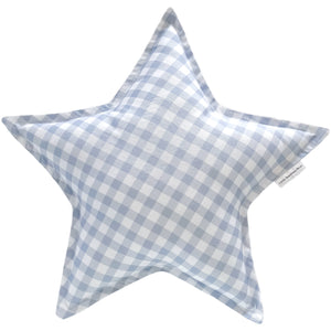 Blue Gingham Star Cushion - Little Bambino Bear