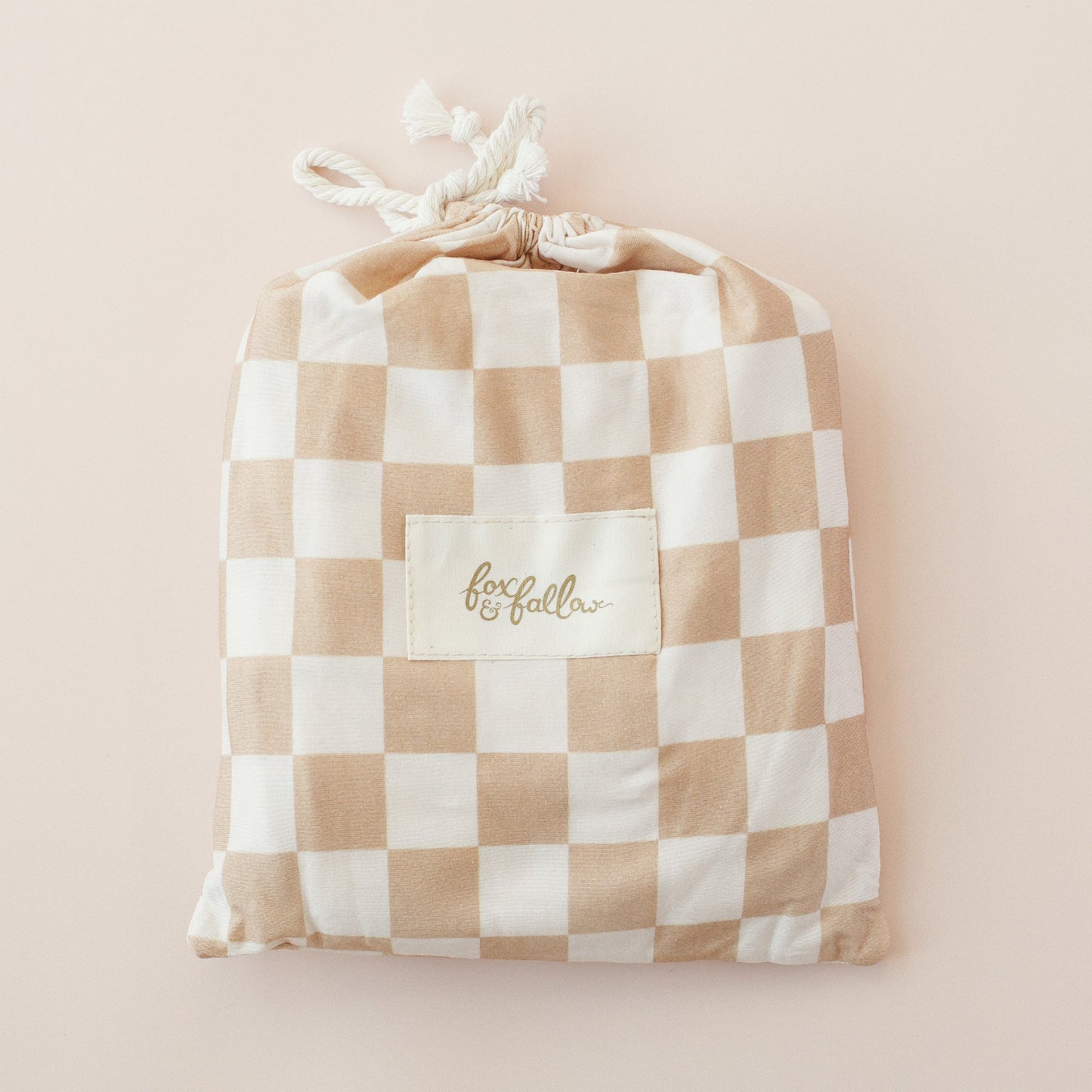 Fox and Fallow - Caramel Check Organic Fitted Cot Sheet