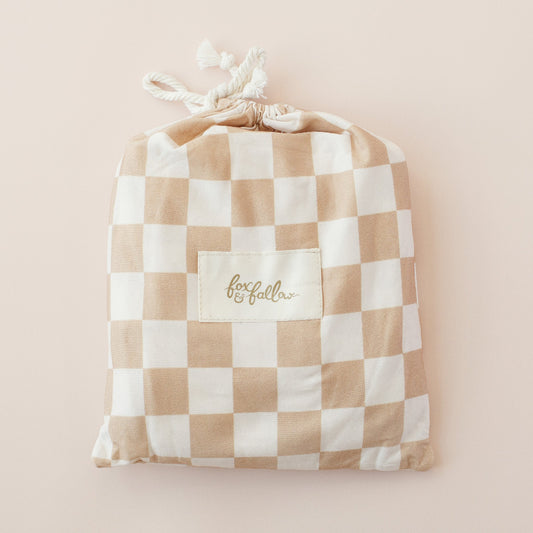 Fox and Fallow - Caramel Check Organic Fitted Cot Sheet