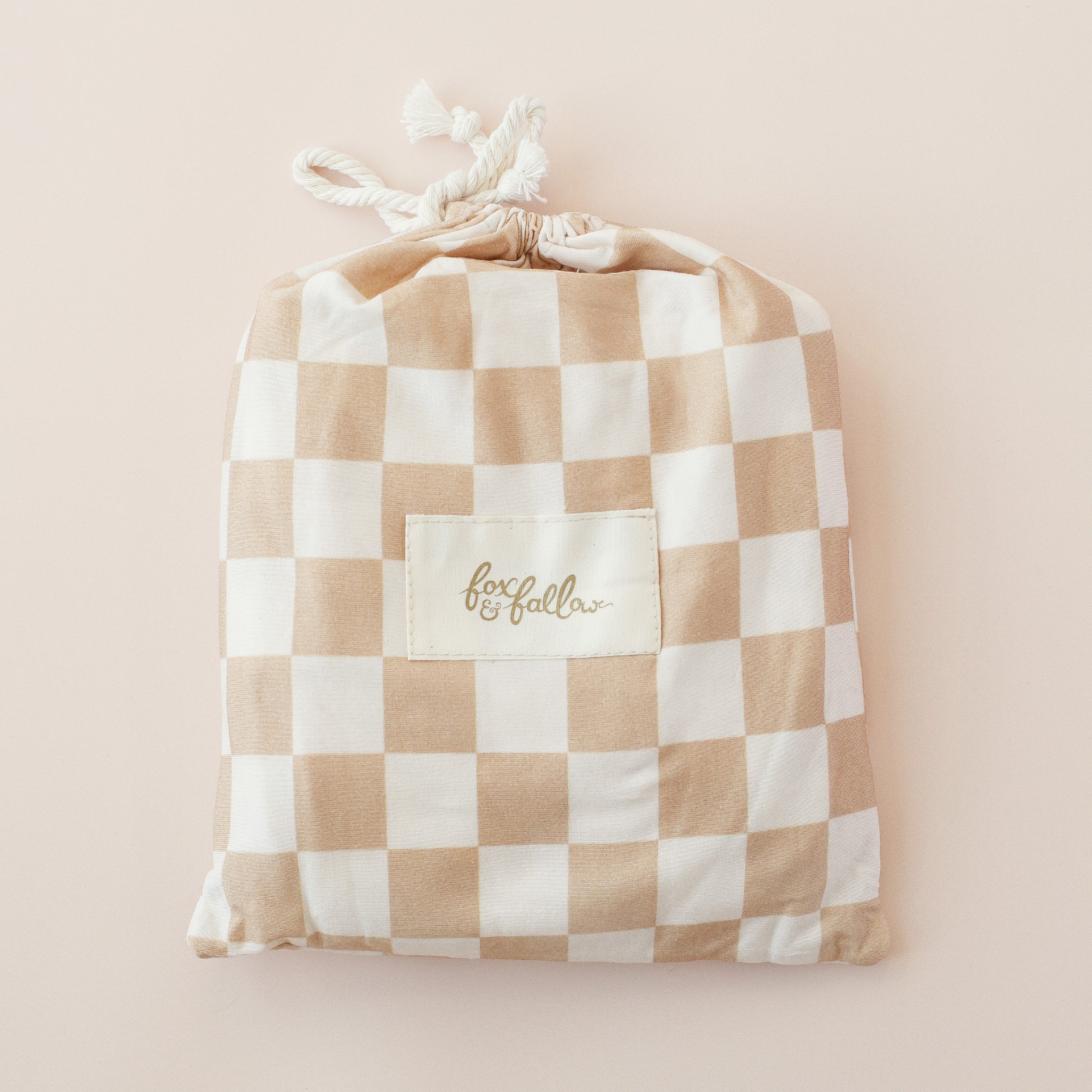 Fox and Fallow - Caramel Check Organic Fitted Cot Sheet