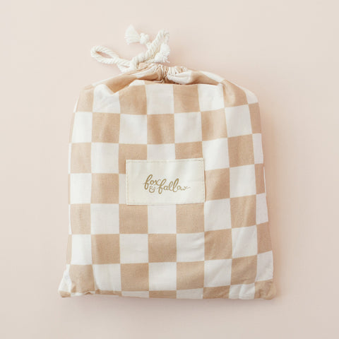 Fox and Fallow - Caramel Check Organic Fitted Cot Sheet