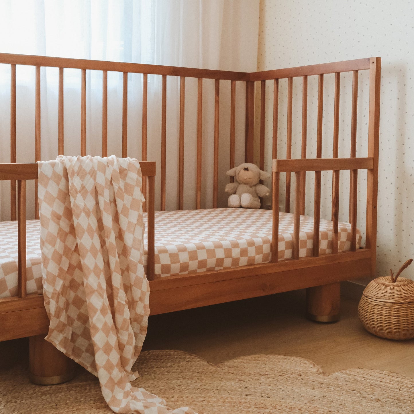Caramel Check Organic Muslin Wrap Swaddle