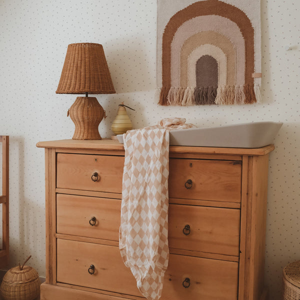 Caramel Check Organic Muslin Wrap Swaddle