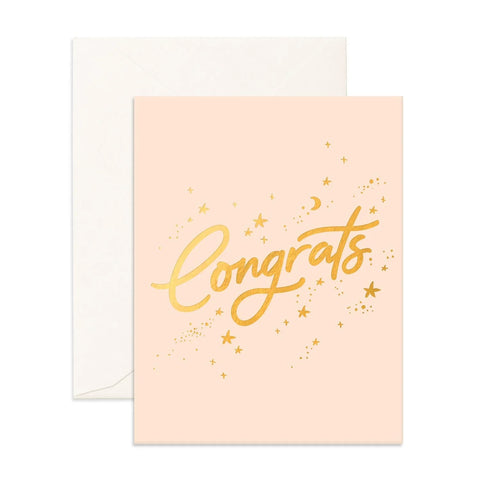 Greeting card with 'Congrats' text on a pink background