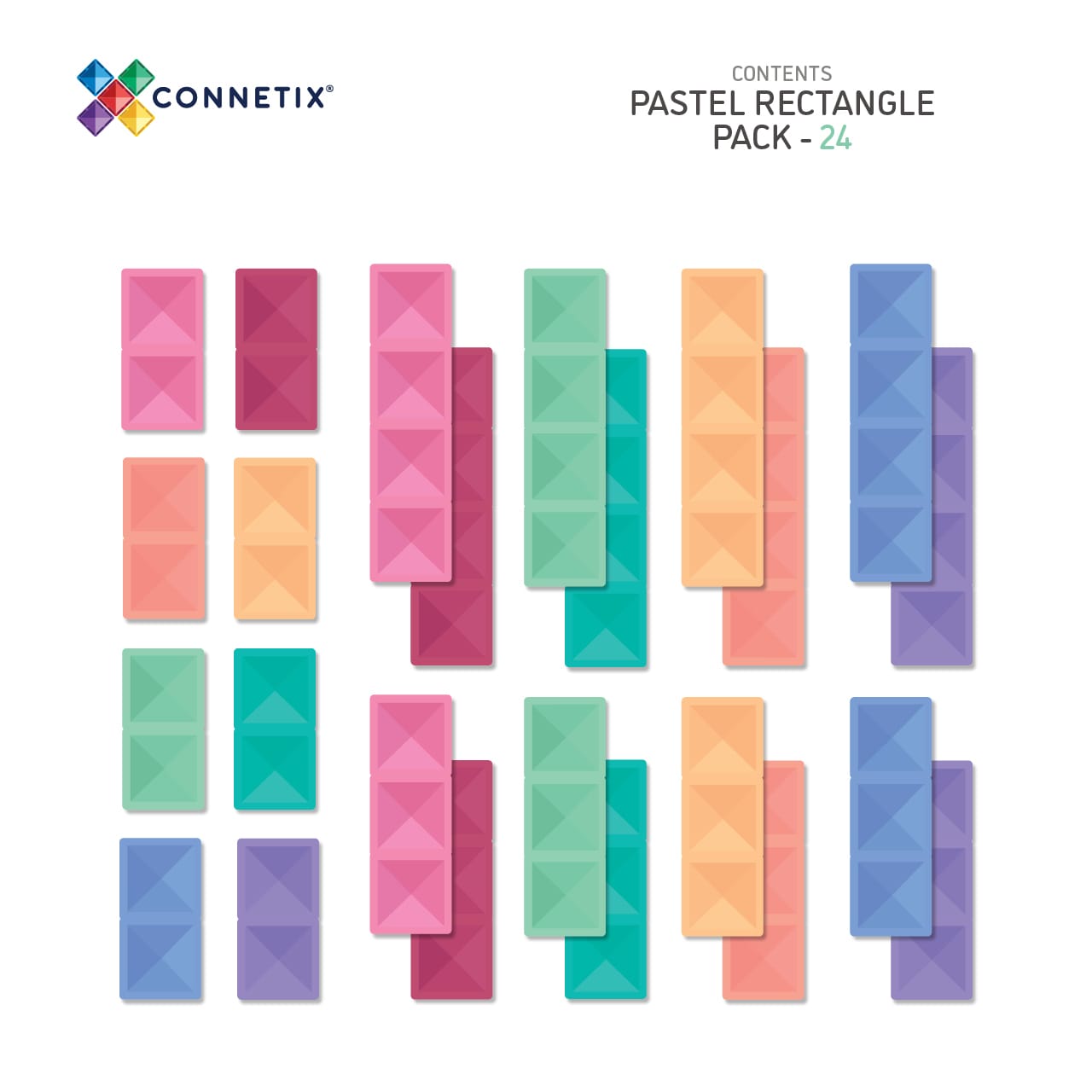 Connetix -Pastel Rectangle Pack 24 pc