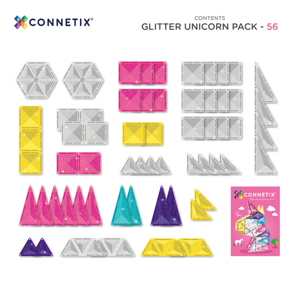 Connetix Glitter Unicorn Pack 56 pc | Little Bambino Bear, Perth