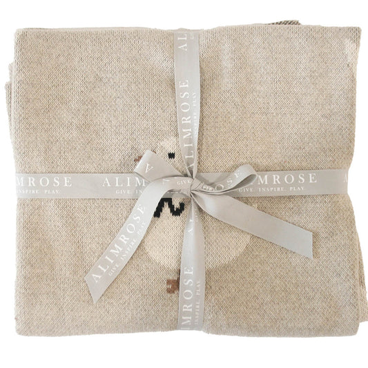 Beige fabric with a ribbon and 'Alimrose' branding on a white background