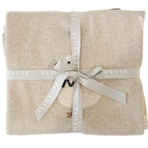 Beige fabric with a ribbon and 'Alimrose' branding on a white background