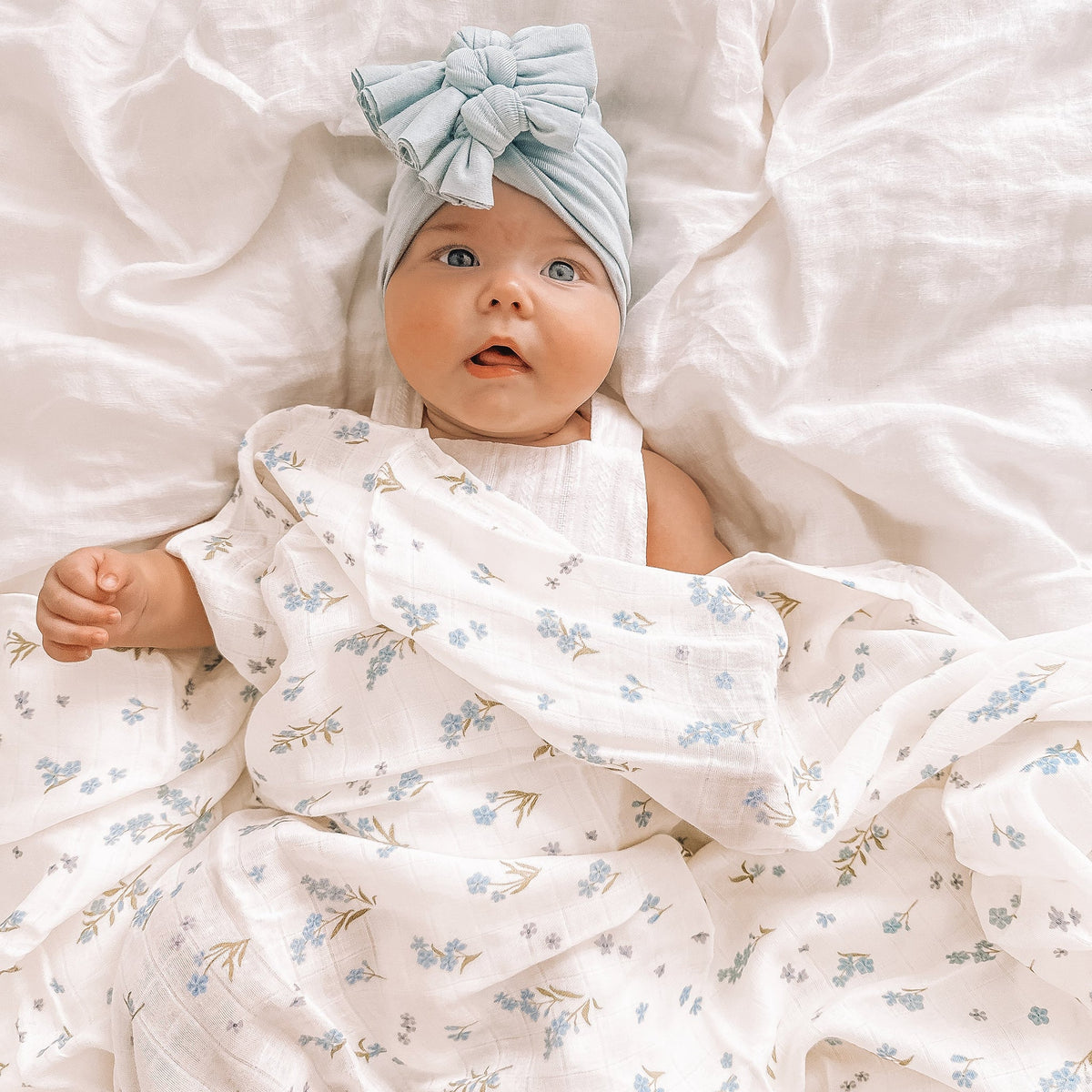 Fox & Fallow - Forget-Me-Not Organic Muslin Wrap Swaddle