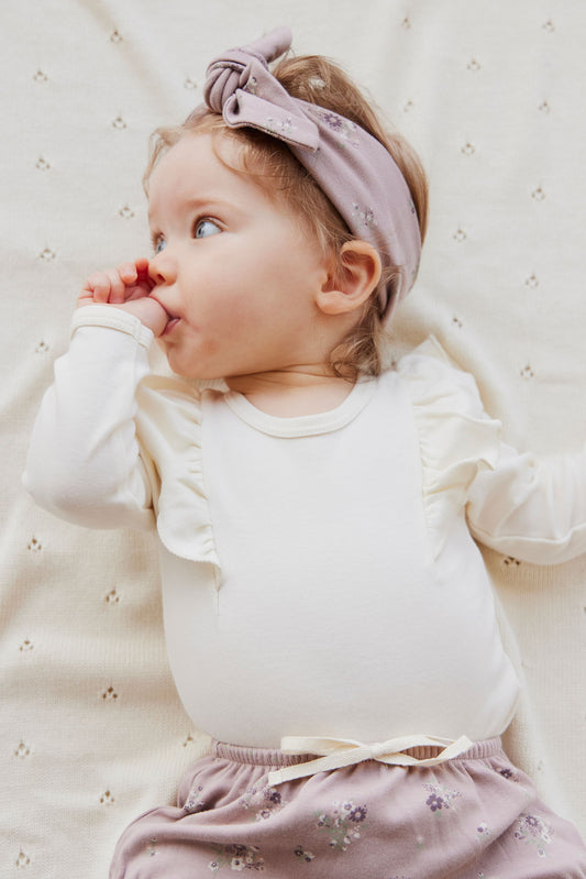 Jamie Kay - Pima Cotton Fleur Long Sleeve Bodysuit - Blanc