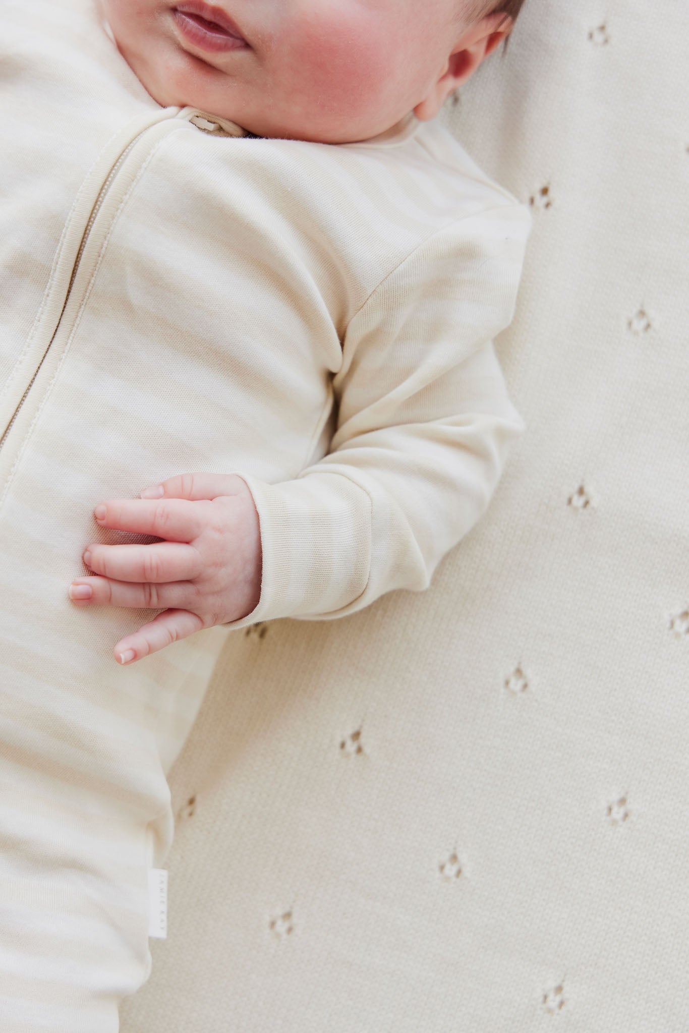Jamie Kay - Pima Cotton Frankie Zip Onepiece - Oat/Cloud Stripe