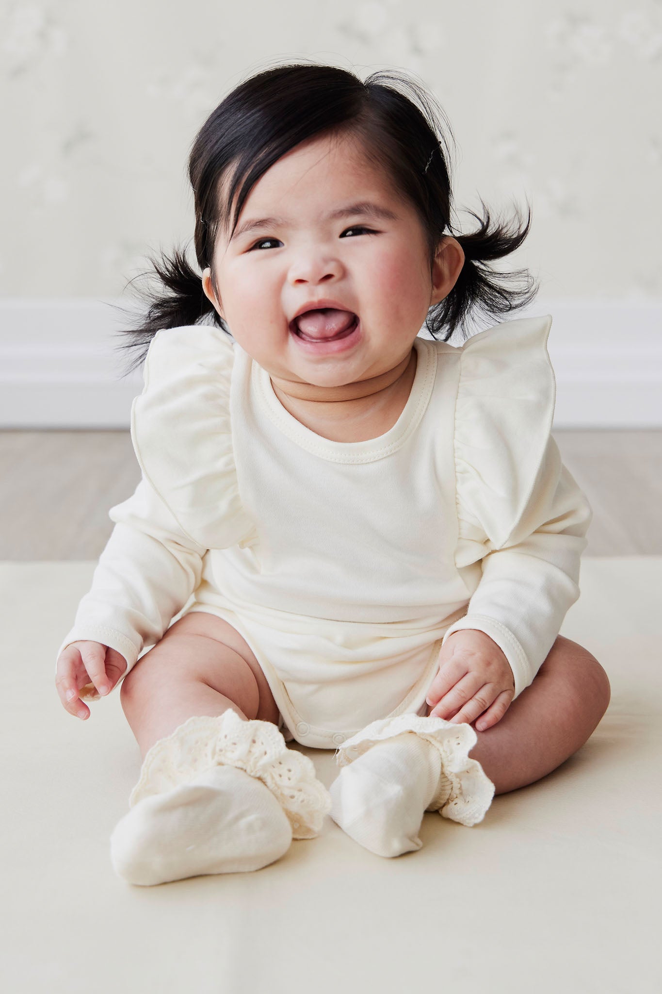 Jamie Kay - Pima Cotton Fleur Long Sleeve Bodysuit - Blanc