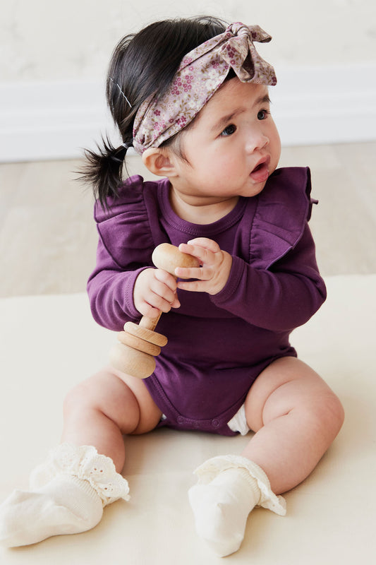 Jamie Kay - Pima Cotton Fleur Long Sleeve Bodysuit - Sugar Plum