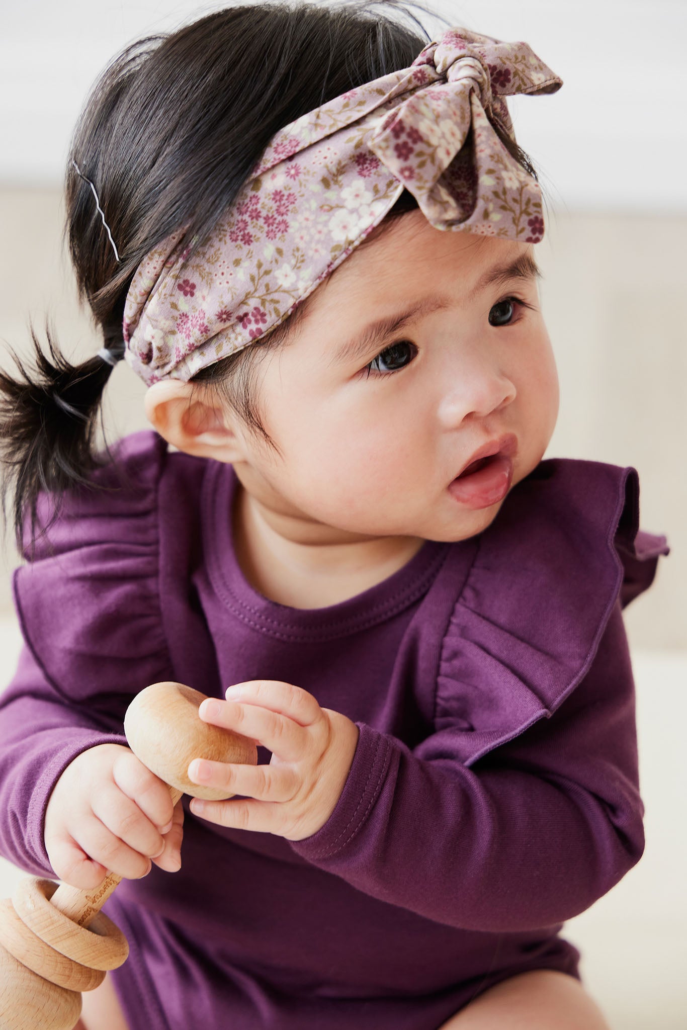 Jamie Kay - Pima Cotton Fleur Long Sleeve Bodysuit - Sugar Plum
