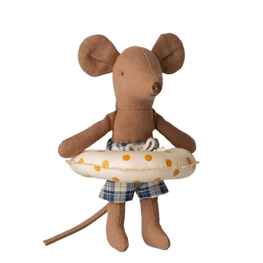 Maileg Beach Mouse with Float Little Brother Yellow Dots