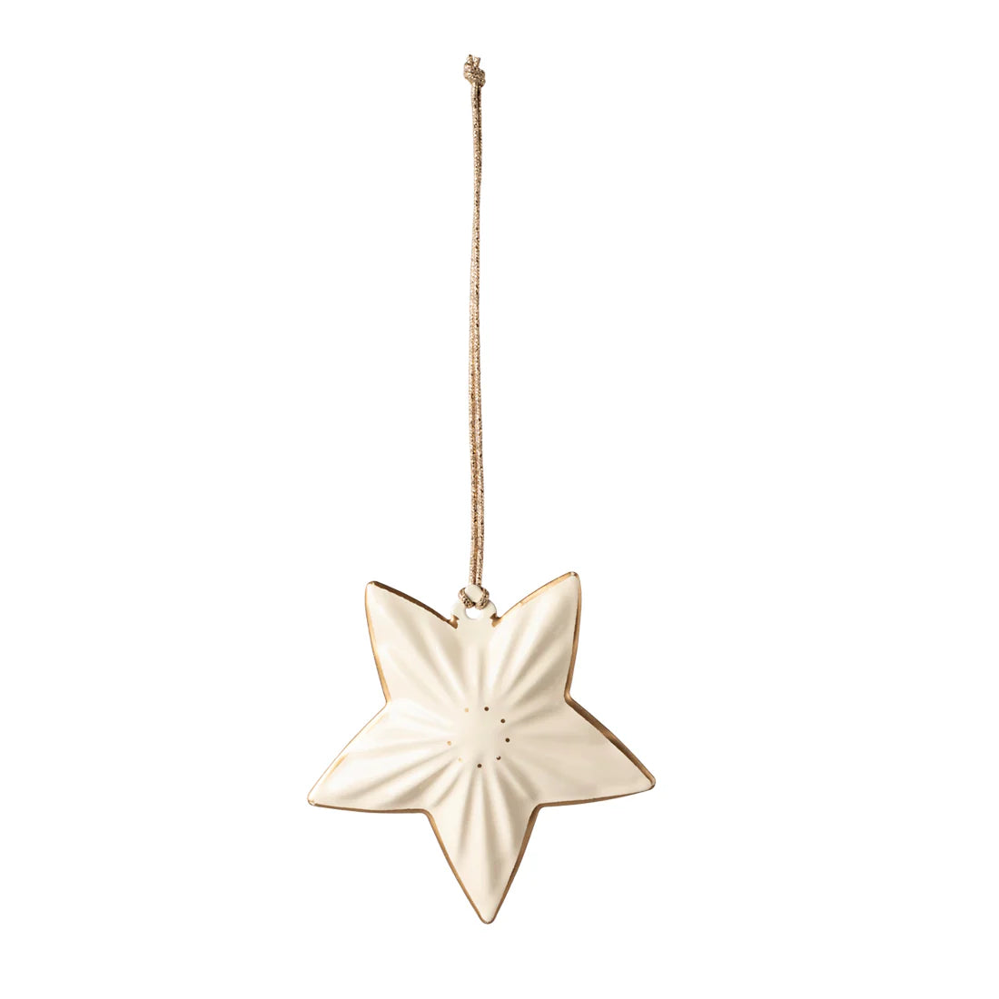 Decorative star-shaped ornament hanging on a white background