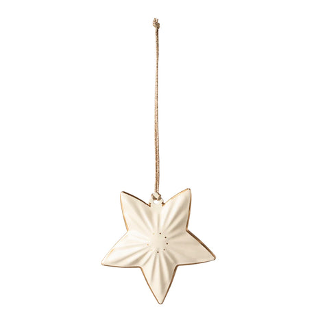 Decorative star-shaped ornament hanging on a white background